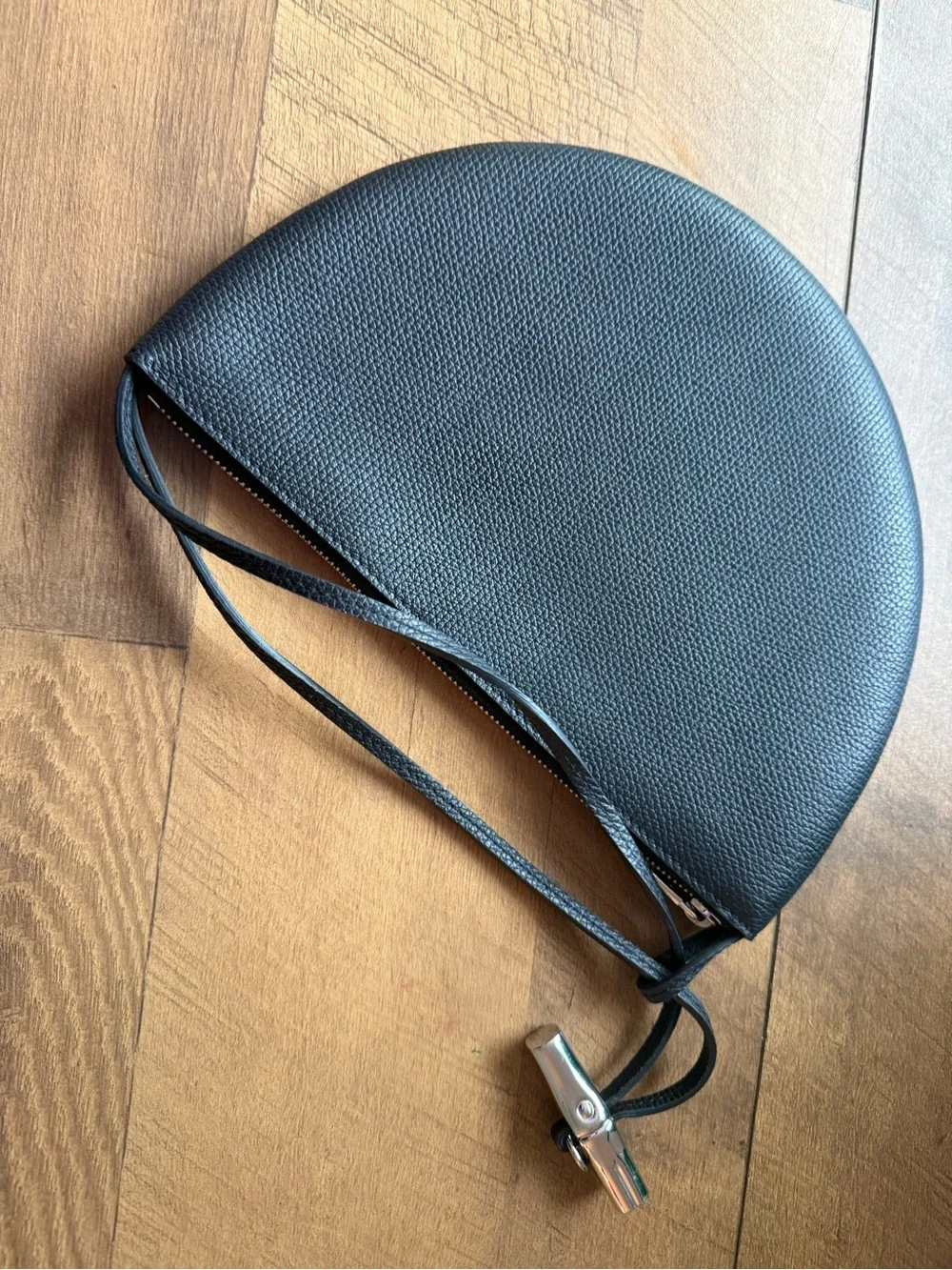 Longchamp Le Roseau Black Half-Moon Leather Mini Bag